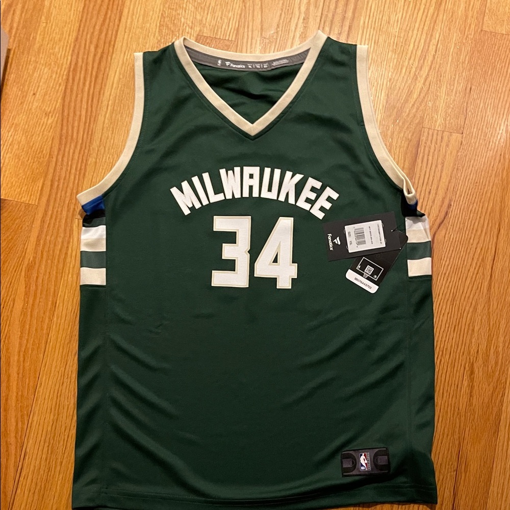 Fanatics Green and White Basketball Jersey